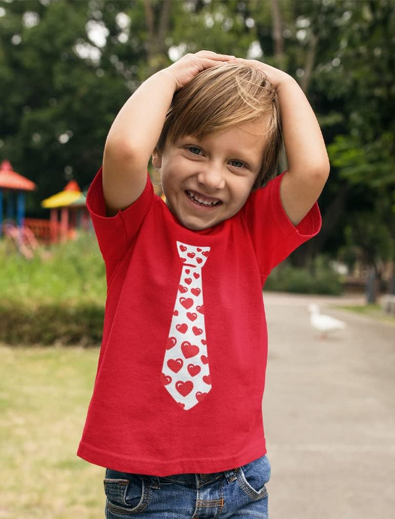 Red Hearts Tie for Valentine'S Day Love Youth Kids T-Shirt