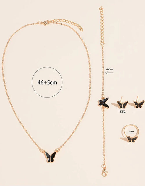 Load image into Gallery viewer, 5PCS Fashion Butterfly Pendants Necklace Earrings Ring Bracelet Sets for Women Jewelry Set Bridal Wedding Jewelry Gift
