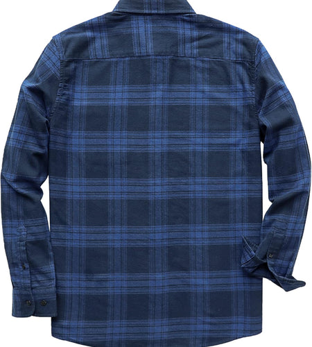 ® Flannel Shirt for Men Long Sleeve Men'S Casual Button-Down Shirt 100% Cotton Soft Plaid Regular Fit with Pockets